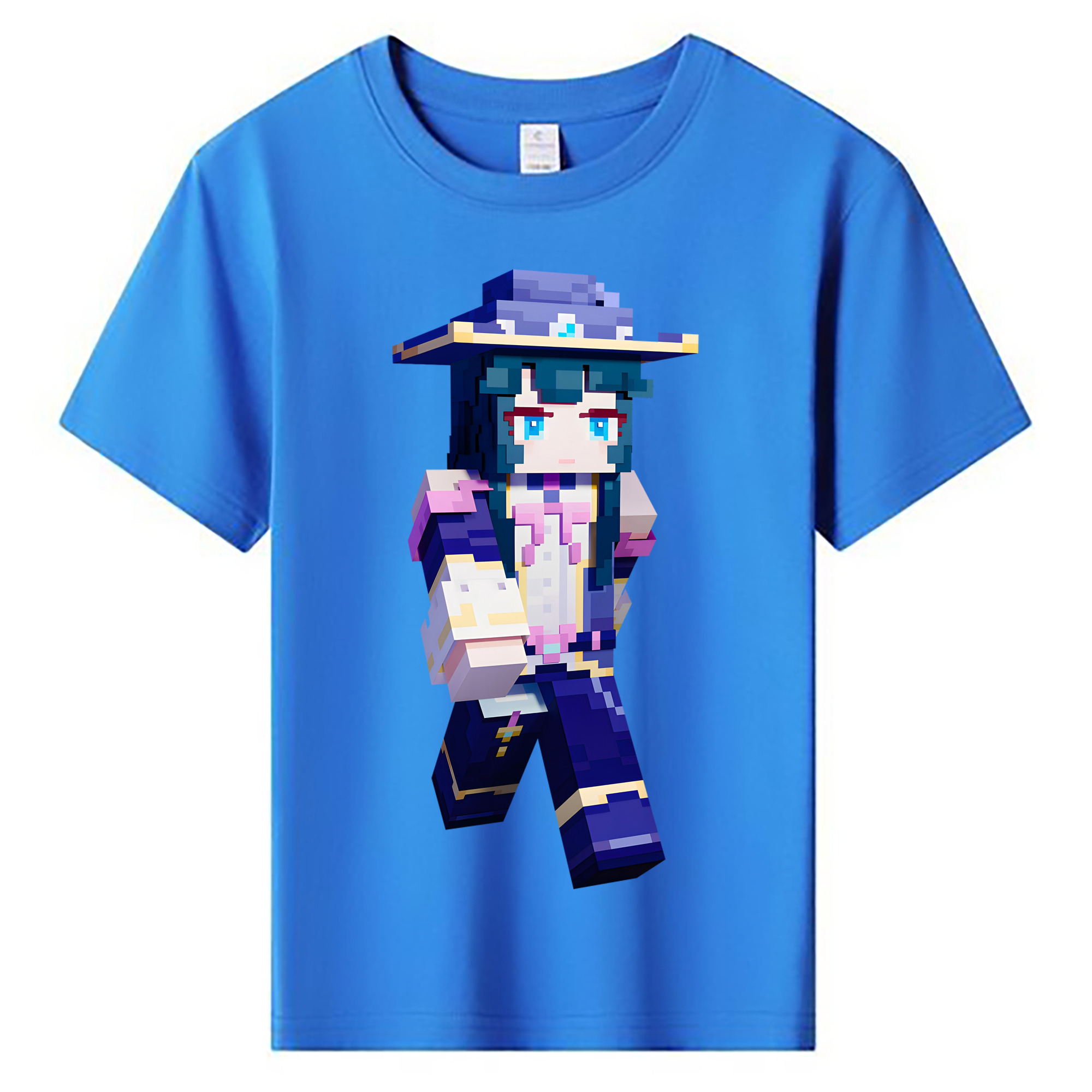 （画像用） マインクラフト ブロックの世界 Minecraft MC Block world 綿100％キッズTシャツ（フロントプリント）